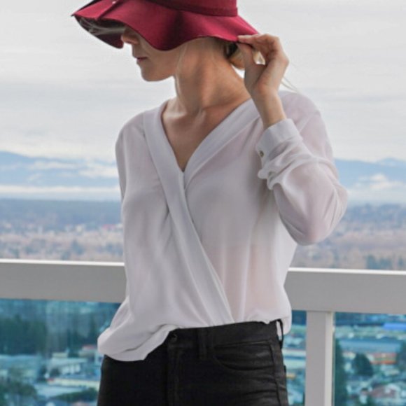 Twik Chiffon V-cut Mock Wrap Blouse, Size M - Picture 1 of 7